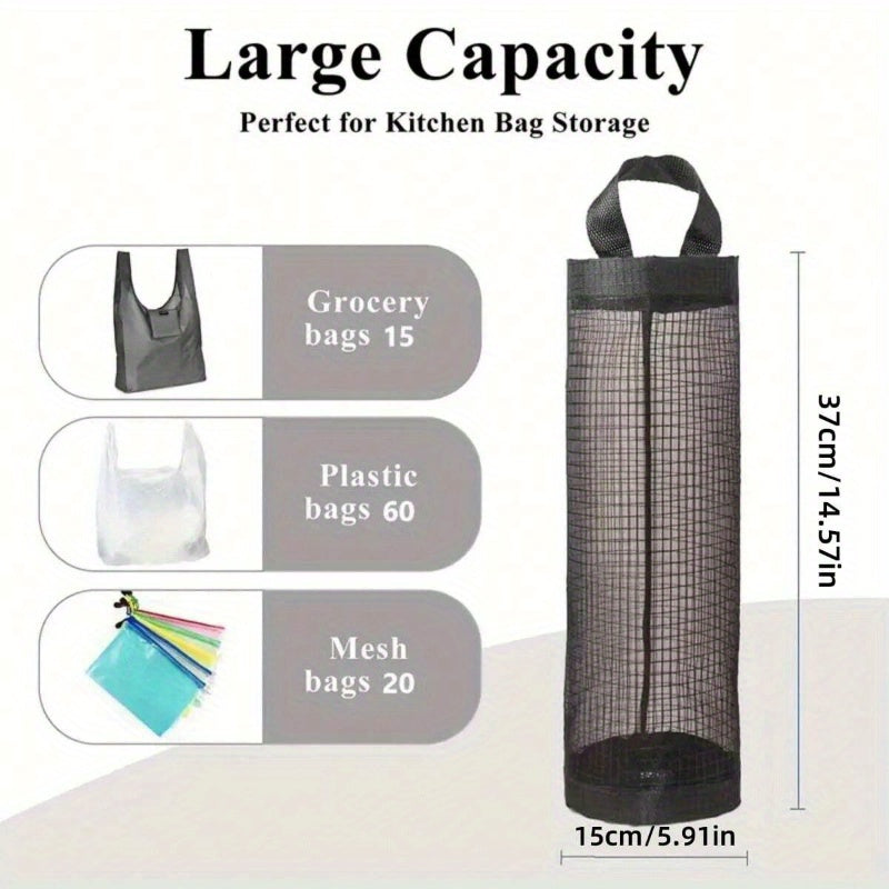 Large Capacity Shopping Bag Rack: Mesh Hanging Storage Rack for Kitchen, Breathable Plastic Bag Storage Rack, Foldable, Suitable for Contact with Food
