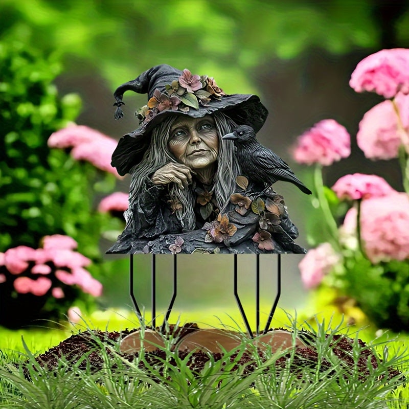Bohemian Style Acrylic Witch Garden Stake - Weatherproof Outdoor Decor for Planters and Gardens, Unique Yard Art, Bohemian Style,