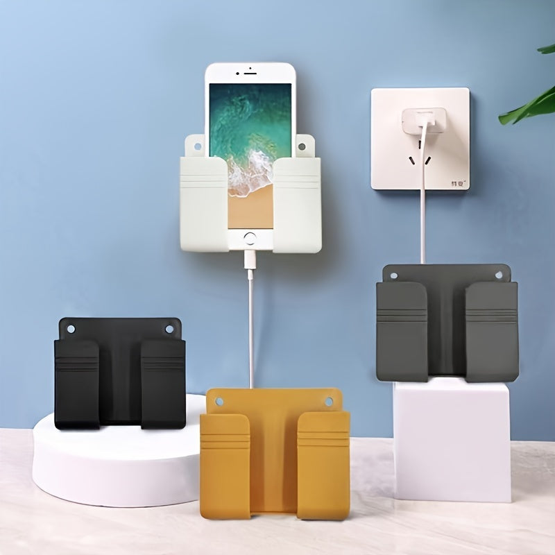 1pc Multifunctional Wall-mounted Mobile Phone Charger Holder Waterproof Space-saving TV Air Conditioner Remote Control Storage Box Wall-mounted Storage Rack