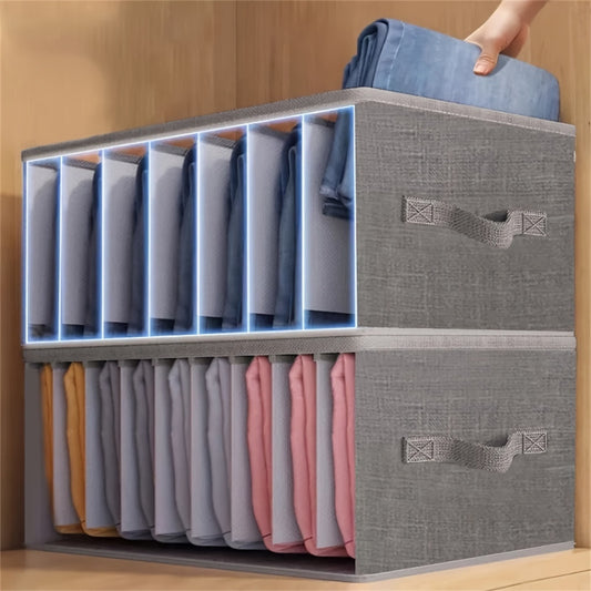Space Saving Foldable Clothing Storage Boxes - Canvas Wardrobe Boxes for Jeans, Underwear, Socks and More - Easy to Use and Foldable for Back to School