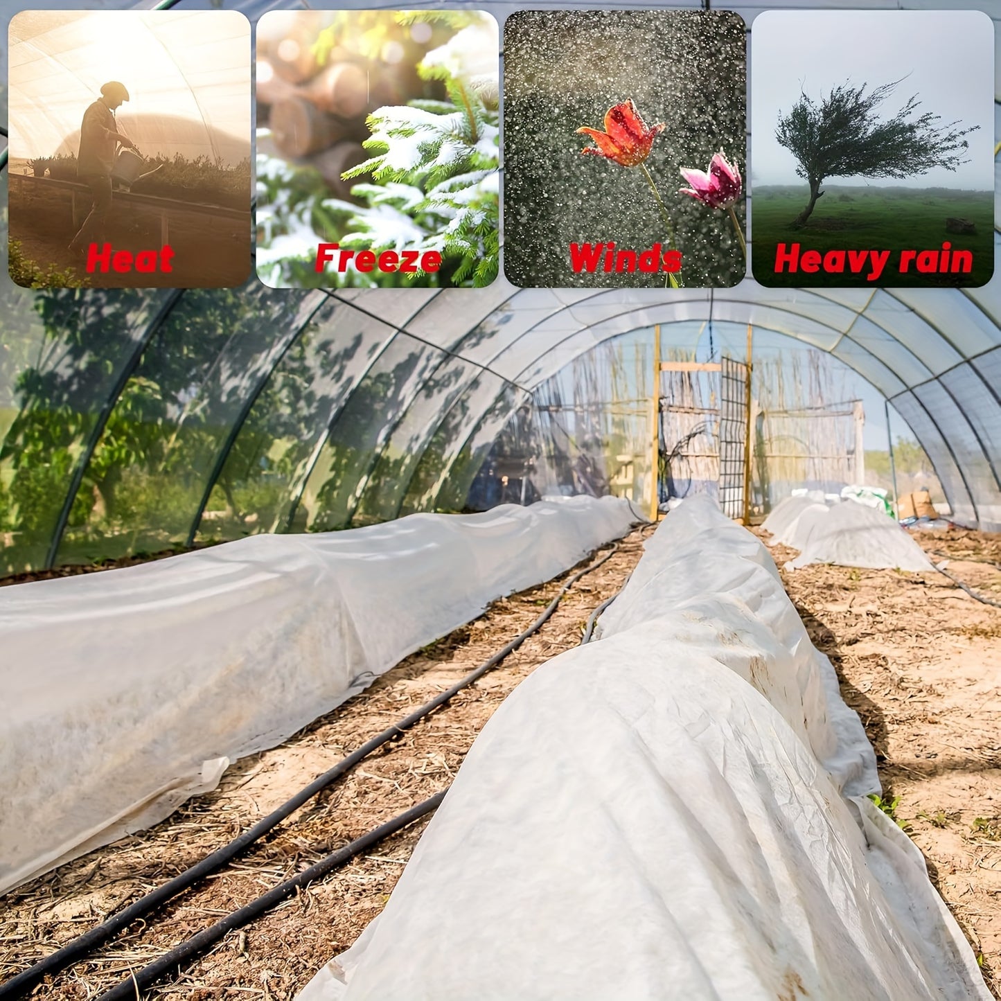 1 Piece Clear Plastic Film, PE Material, Transparent Garden Cover for Plants, Outdoor Vegetable Crops, Furniture and Floor Protection, Garden Film for Greenhouse, Lawn and Gardening Supplies