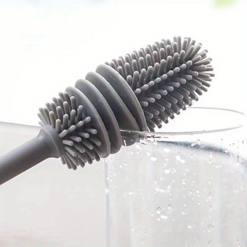 1pcLong handle silicone cup bottle brush - non-electric cleaning brush, deep cleaning every corner