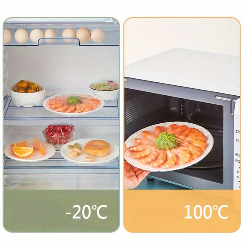300pcElastic Food Covers - Disposable Plastic Bowl & Vegetable Freshness Wraps for Kitchen and Dining, Perfect for Home Use