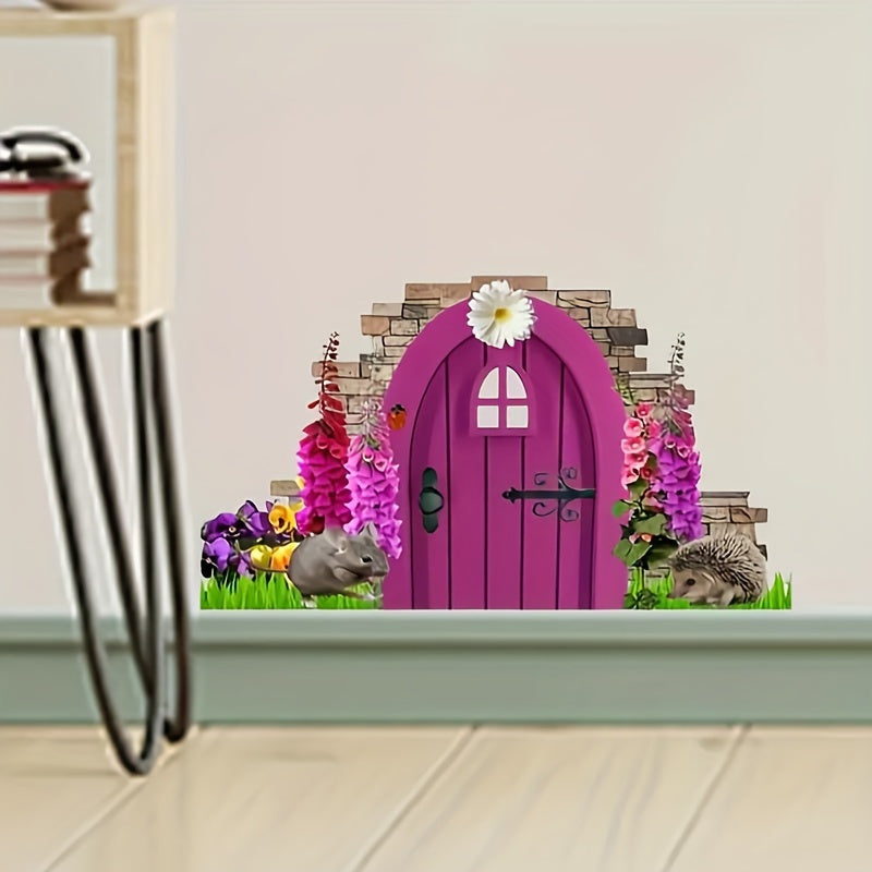 1 Piece Hedgehog and Mouse Vinyl Wall Sticker - Creative Animal Print Sticker for Home, Closet and Corner Decoration