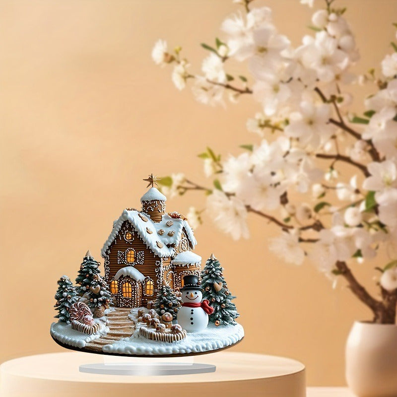 Charming Bohemian Gingerbread House Tabletop Decor, - Perfect for a festive display in your home, office or cafe