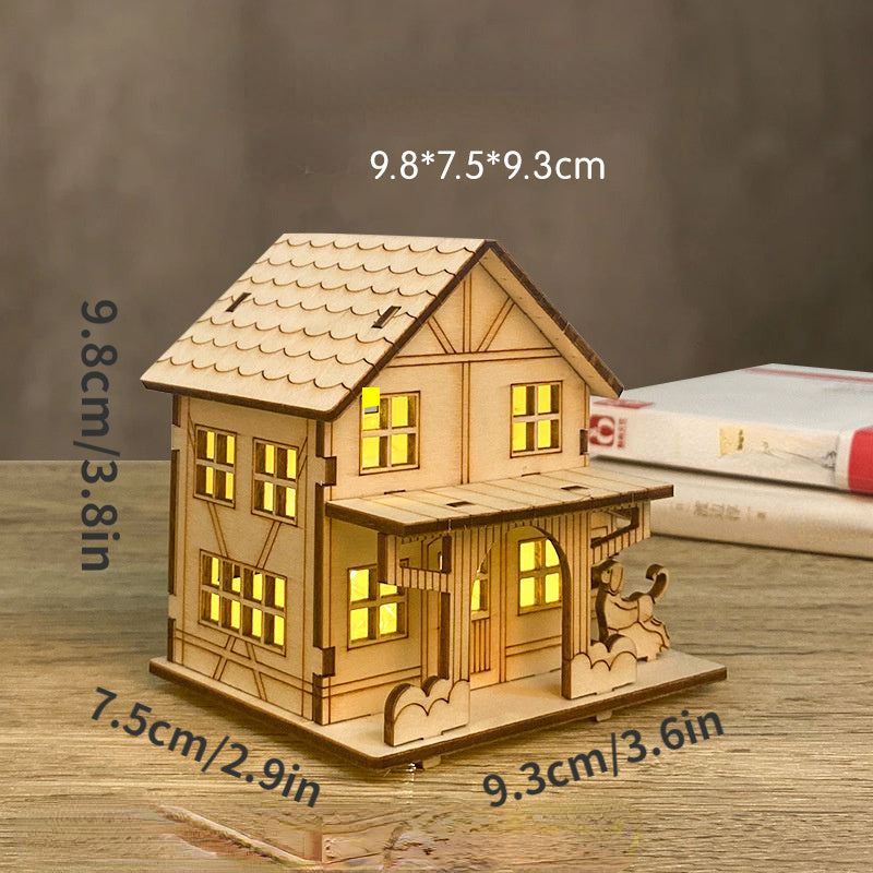 DIY Log Cabin Craft Kit - Unfinished wood for customizable decorations, miniature log cabin model for scene layout, DIY Christmas village home