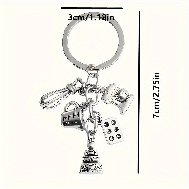 Charming Mini Baking Tools Keychain - Cute Alloy Metal, Great for Purses and Car Decorations, Ideal Birthday Gift for Women