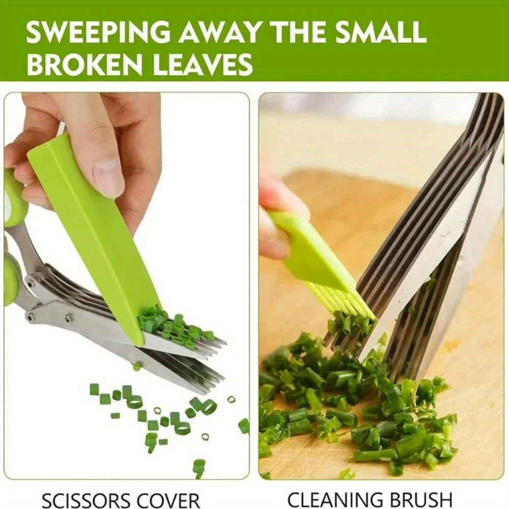 1pc Stainless Steel Multi-layer Kitchen Scissors - Food Safe Onion Scissors with Multiple Blades - Multi-purpose Vegetable Chopping Scissors