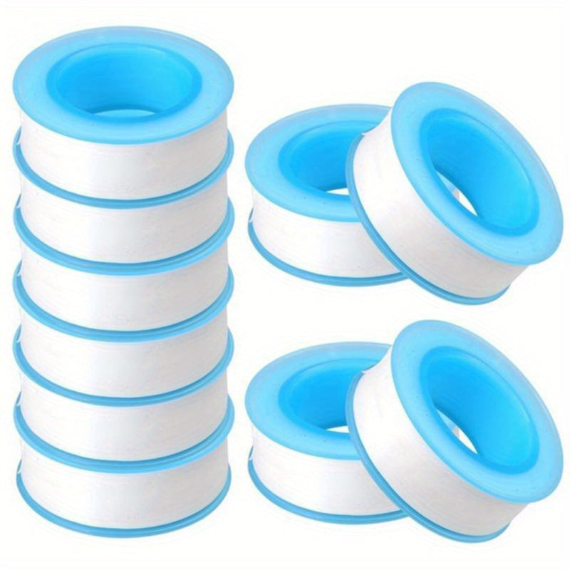 10 Pack PTFE Teflon Tape, Leakproof Sealing Tape, Pipe Thread Sealant, Shower Head Pipe Tape, Kitchen Sink Installation Parts, White