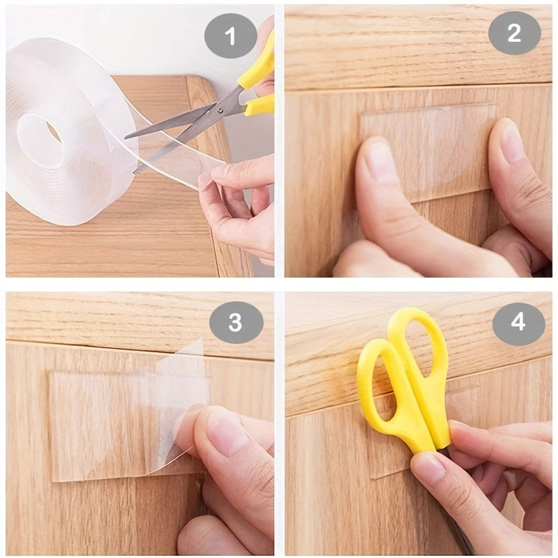 1 Roll of XStrong Reusable Double-Sided Tape, Heavy-Duty Transparent Nano Adhesive Strip, No Residue Washable Tape for Home, Office, and Car Use - Multi-Purpose Removable Mounting Tape