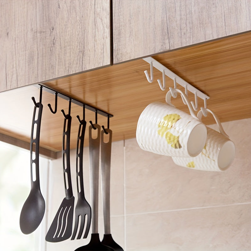 Space saving kitchen organizer with 6 removable hooks - perfect for cups and mugs, suitable for home and office