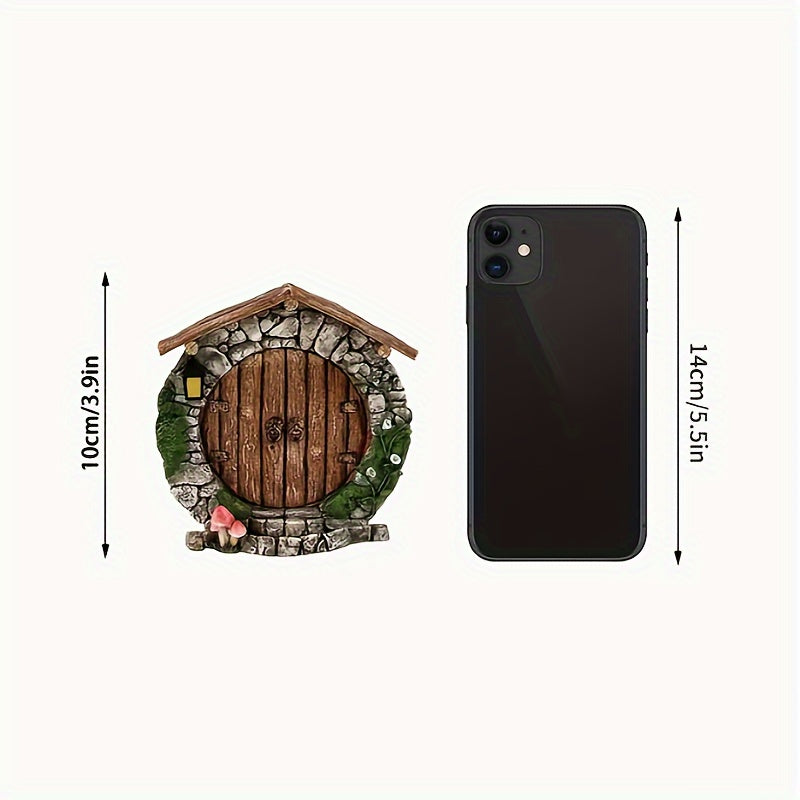 Magic Forest Fairy Gnome Door - 1 Piece Miniature Garden Sculpture, Sturdy Wooden Material, Suitable for Indoor and Various Room Settings, Magical Decoration, No Electricity Required