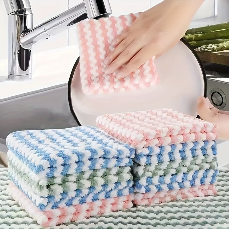 10 Pack Dish Towels Bamboo Fiber Dish Cloths Super Absorbent Double Layer Cleaning Cloths Modern Thick Kitchen Towels Reusable Oil Free Containing Bamboo Charcoal Dish Cloths