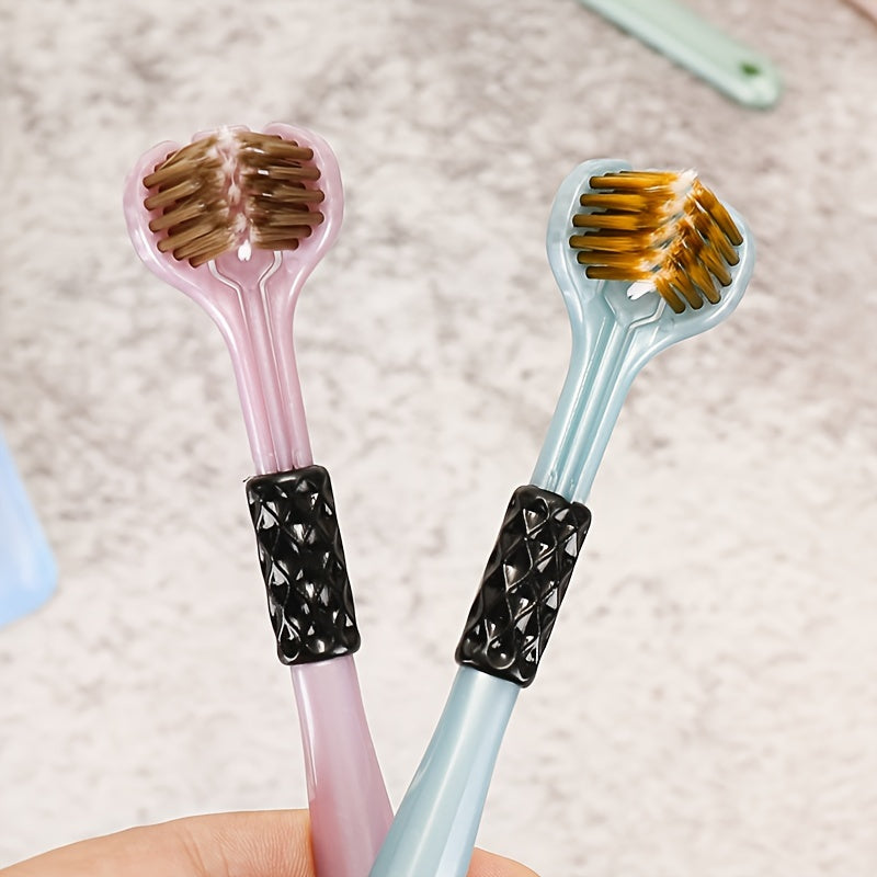 4-Pack XFDXKLY 3D Manual Toothbrush for Adults - Medium Firmness, Microfiber Bristles, Removes Plaque, Includes Tongue Cleaner, Neutral Oral Care, Available in Multiple Colors