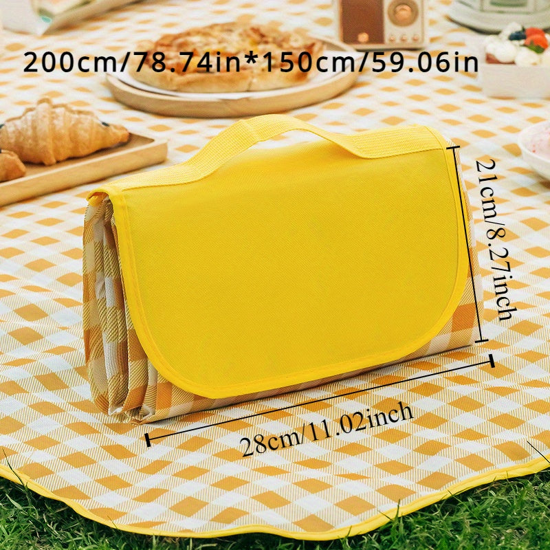 1 Portable Picnic Mat - Durable Polyester, Waffle Weave, Hand Washable, Large Outdoor Blanket for Camping and Beach Trips