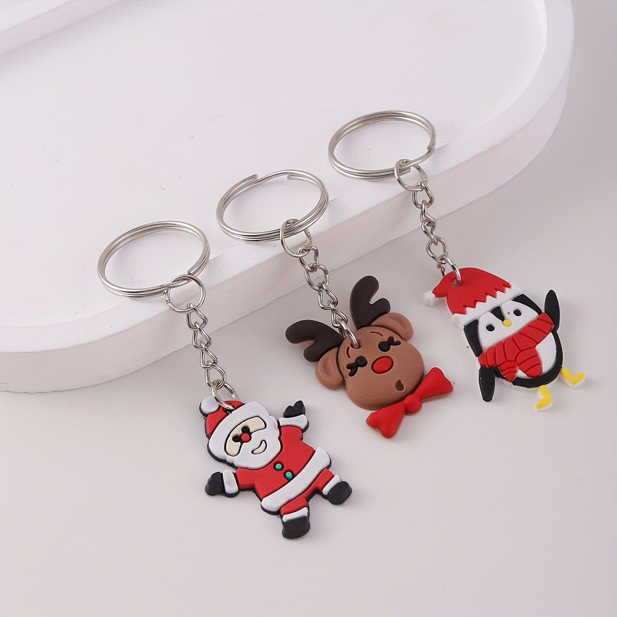 20 Pieces Christmas Keychains - Santa Claus, Snowman, Reindeer and Tree Designs | Cute Silicone PVC Charms for Bags and Accessories | Perfect Holiday Gifts