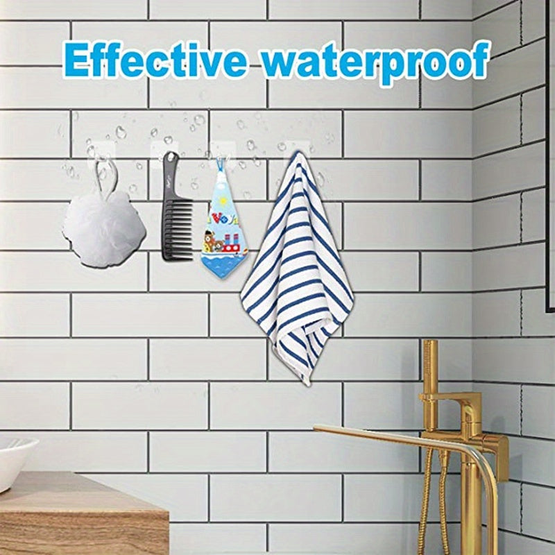20 Clear Wall Mount Utility Hooks, Easy-to-install Punch-Free Electrical Socket Holders, Fashion Style Plastic Adhesive Hooks for Kitchen, Bathroom, Office Storage