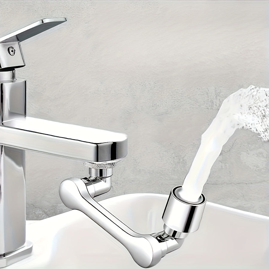 1 Piece Chrome 1080° Foldable and Retractable Kitchen/Bathroom Faucet, Dual Handles, Cold Water Only, Easy Single Hole Installation - Sleek Modern Design, Nickel, Bathroom Faucet