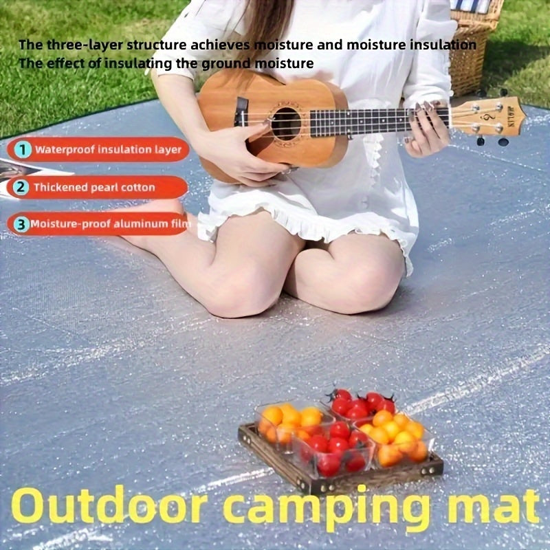 1 Piece Four Seasons Waterproof Camping Mat - Durable Aluminum Foil and EPE Fabric, Portable Outdoor Picnic and Tent, Double-Sided Moisture-Proof Insulation Mat, Beach BBQ, Aluminum Foil
