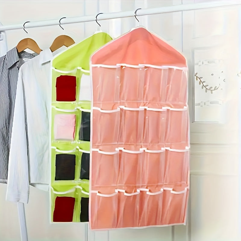 1pc 16-Compartment Hanging Organizer for Underwear, Socks & Accessories - Space-Saving Closet Storage Solution