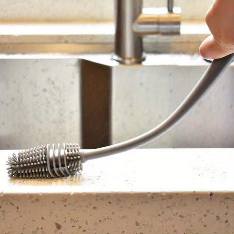 1pcLong handle silicone cup bottle brush - non-electric cleaning brush, deep cleaning every corner