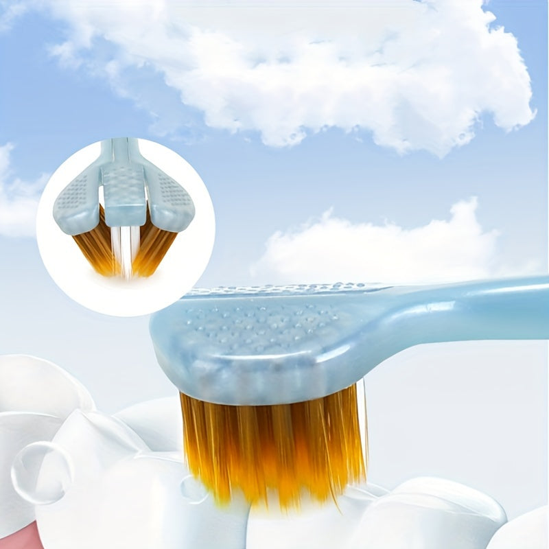 4-Pack XFDXKLY 3D Manual Toothbrush for Adults - Medium Firmness, Microfiber Bristles, Removes Plaque, Includes Tongue Cleaner, Neutral Oral Care, Available in Multiple Colors