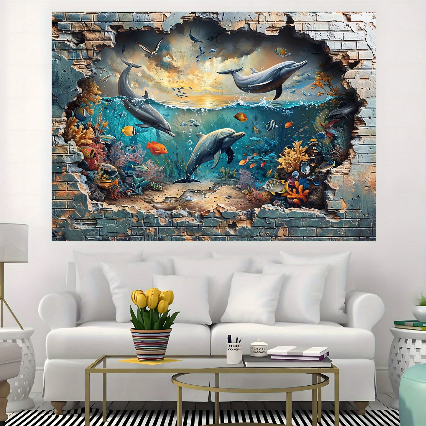 Underwater Shark and Coral Photo Booth Backdrop - Versatile Polyester Wall Mural for Summer Vacations, Birthday Parties and More