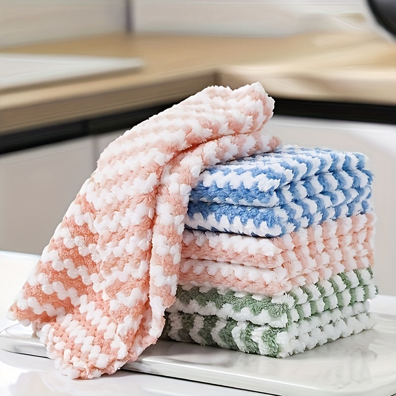 10 Pack Dish Towels Bamboo Fiber Dish Cloths Super Absorbent Double Layer Cleaning Cloths Modern Thick Kitchen Towels Reusable Oil Free Containing Bamboo Charcoal Dish Cloths