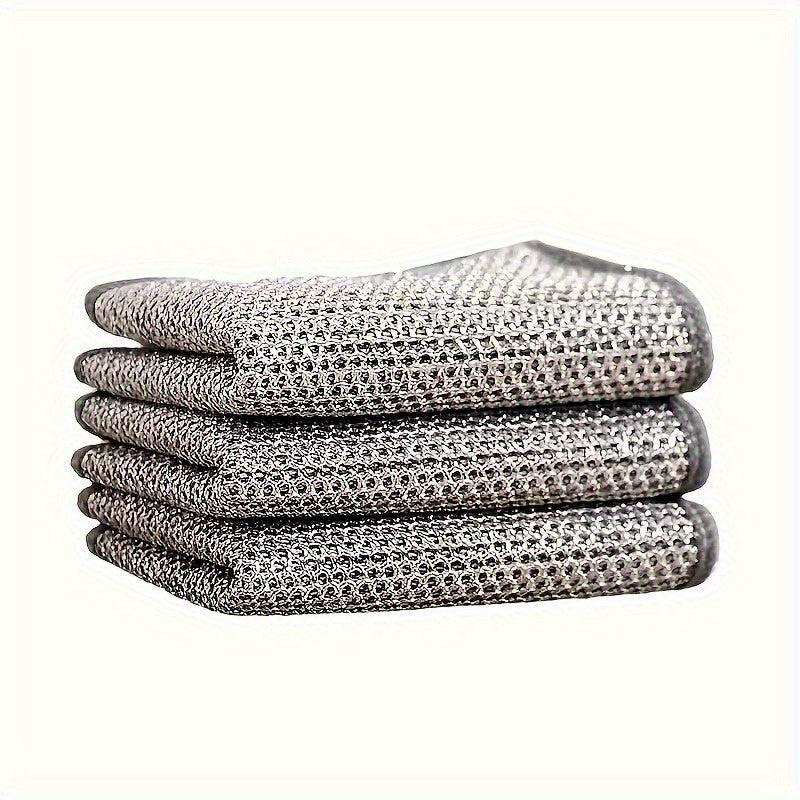 10 Stainless Steel Cleaning Cloths - Non-stick Mesh Dish Towels for Kitchen Maintenance
