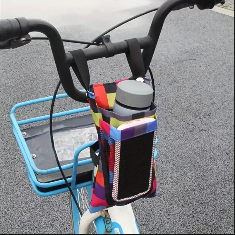 Large Capacity Bike Front Frame Storage Bag - Adjustable Nylon Bag with Phone Holder for Water Bottle, Keys and Wallet