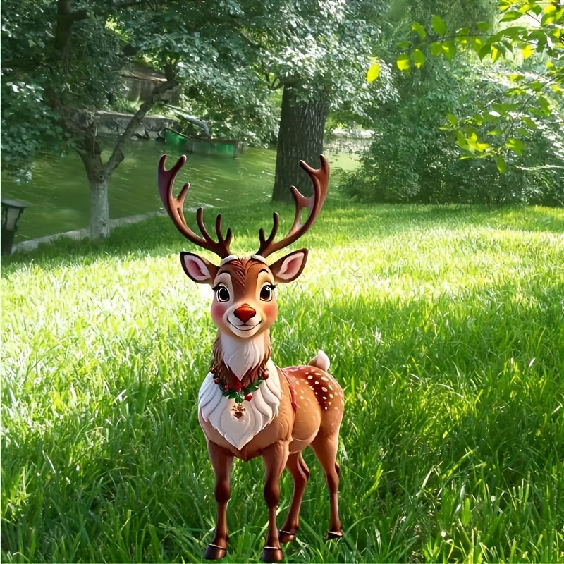 1 Piece Art Deco Style Acrylic Reindeer Garden Stake - Christmas Animal Theme Outdoor Lawn Decoration, No Electricity or Batteries Required, Holiday Yard Decorations