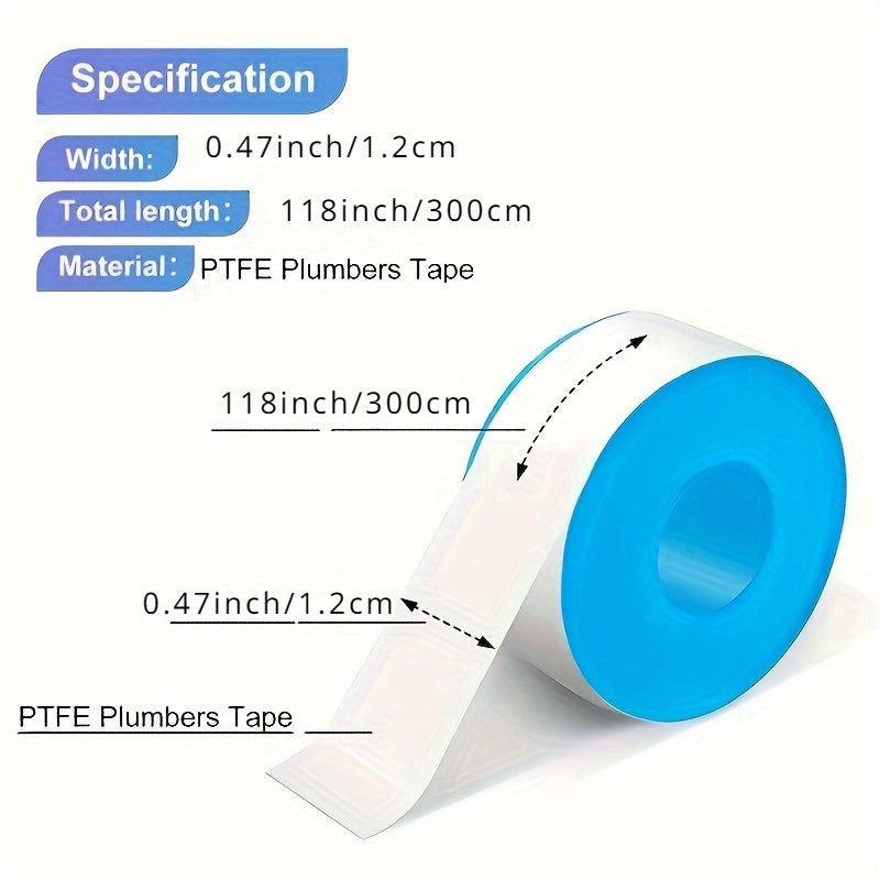10 Pack PTFE Teflon Tape, Leakproof Sealing Tape, Pipe Thread Sealant, Shower Head Pipe Tape, Kitchen Sink Installation Parts, White