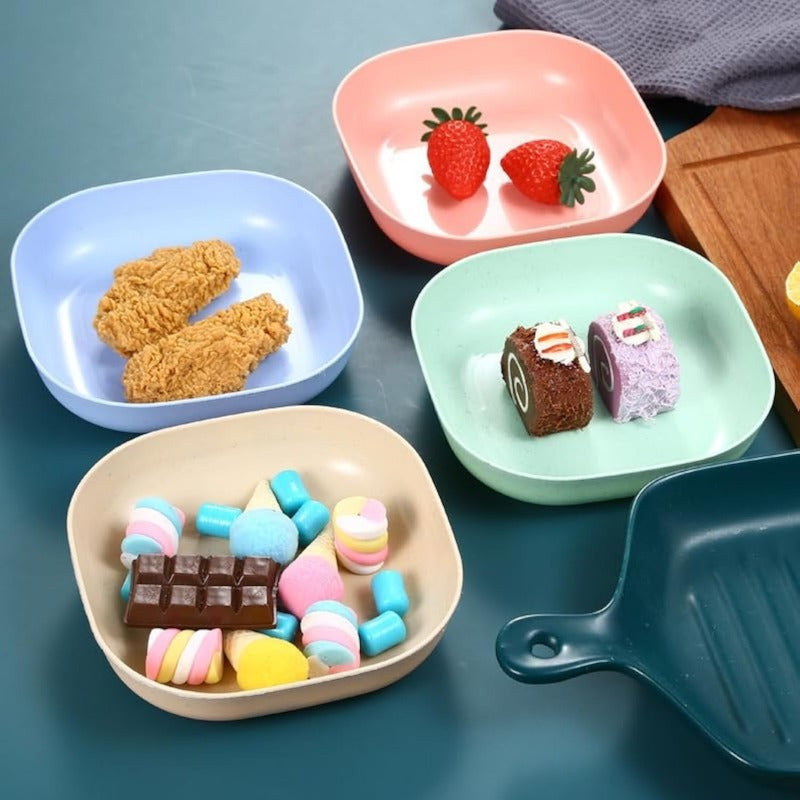 10-Pack Plastic Dinner Plates with Storage Rack - Versatile Snack and Breakfast Plates, Durable Kitchen Tableware Essentials