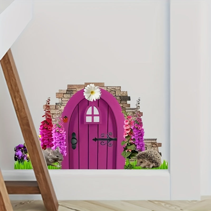 1 Piece Hedgehog and Mouse Vinyl Wall Sticker - Creative Animal Print Sticker for Home, Closet and Corner Decoration