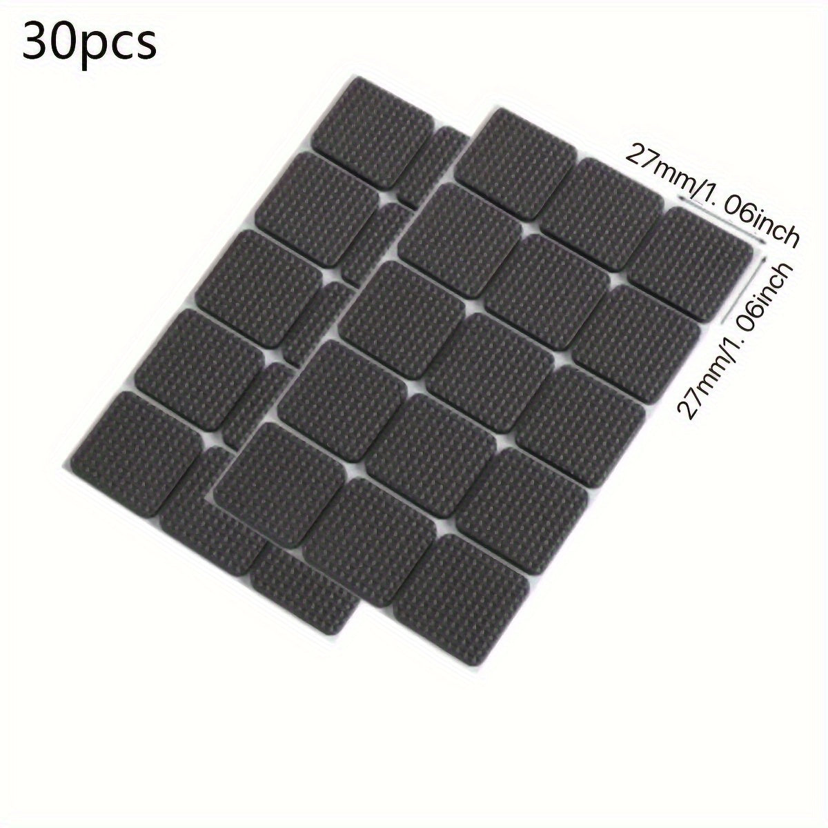 30 Pieces Self-Adhesive Furniture Leg Foam Rubber Pads: Non-Slip EVA Pads to Protect Furniture and Keep It Stable - 1" Square Black
