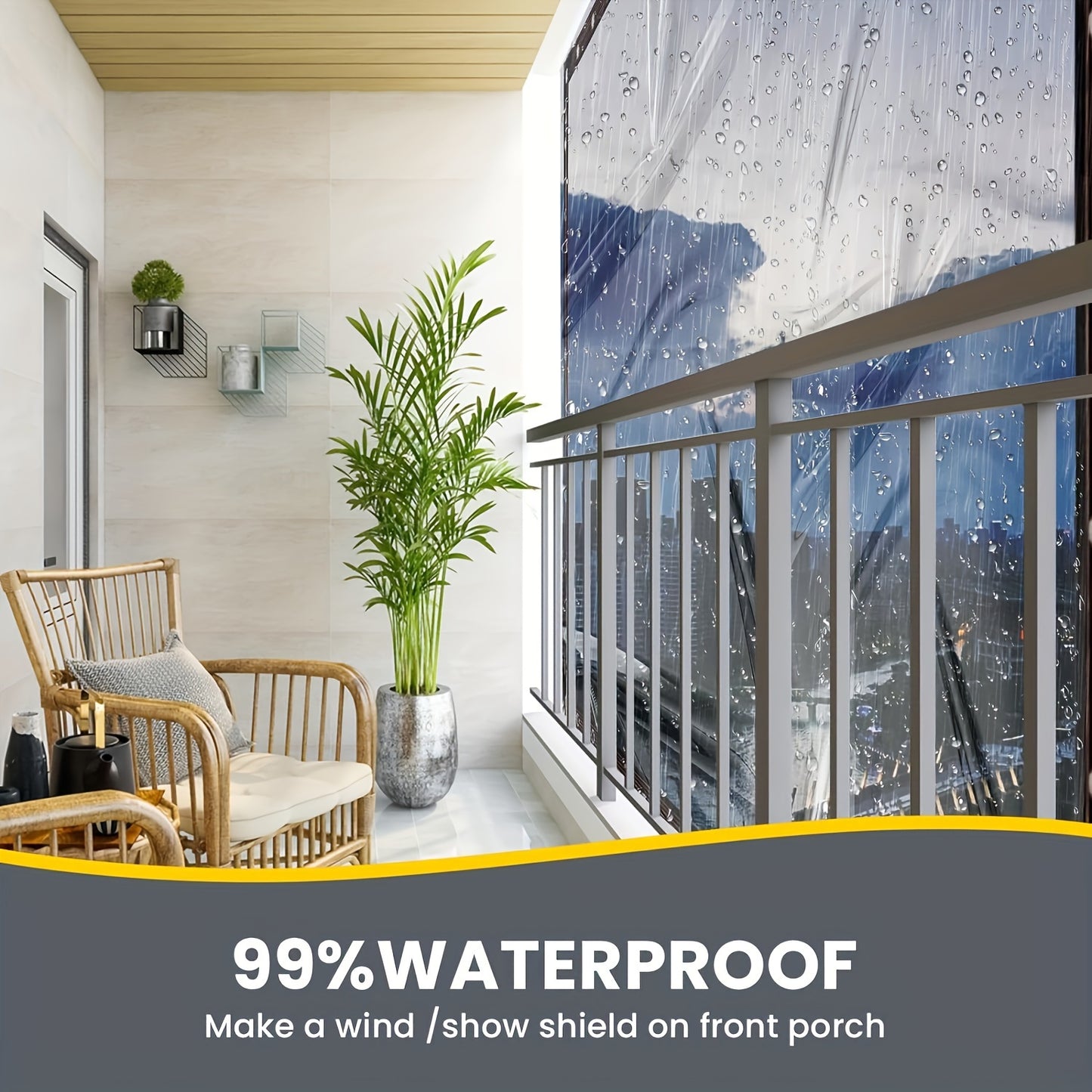 2m*4m 1 piece of transparent waterproof tarpaulin with cable loop - ideal for patio covers, greenhouses and outdoor protection