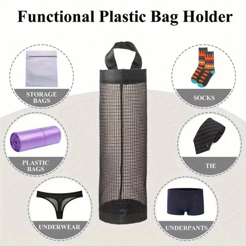 Large Capacity Shopping Bag Rack: Mesh Hanging Storage Rack for Kitchen, Breathable Plastic Bag Storage Rack, Foldable, Suitable for Contact with Food