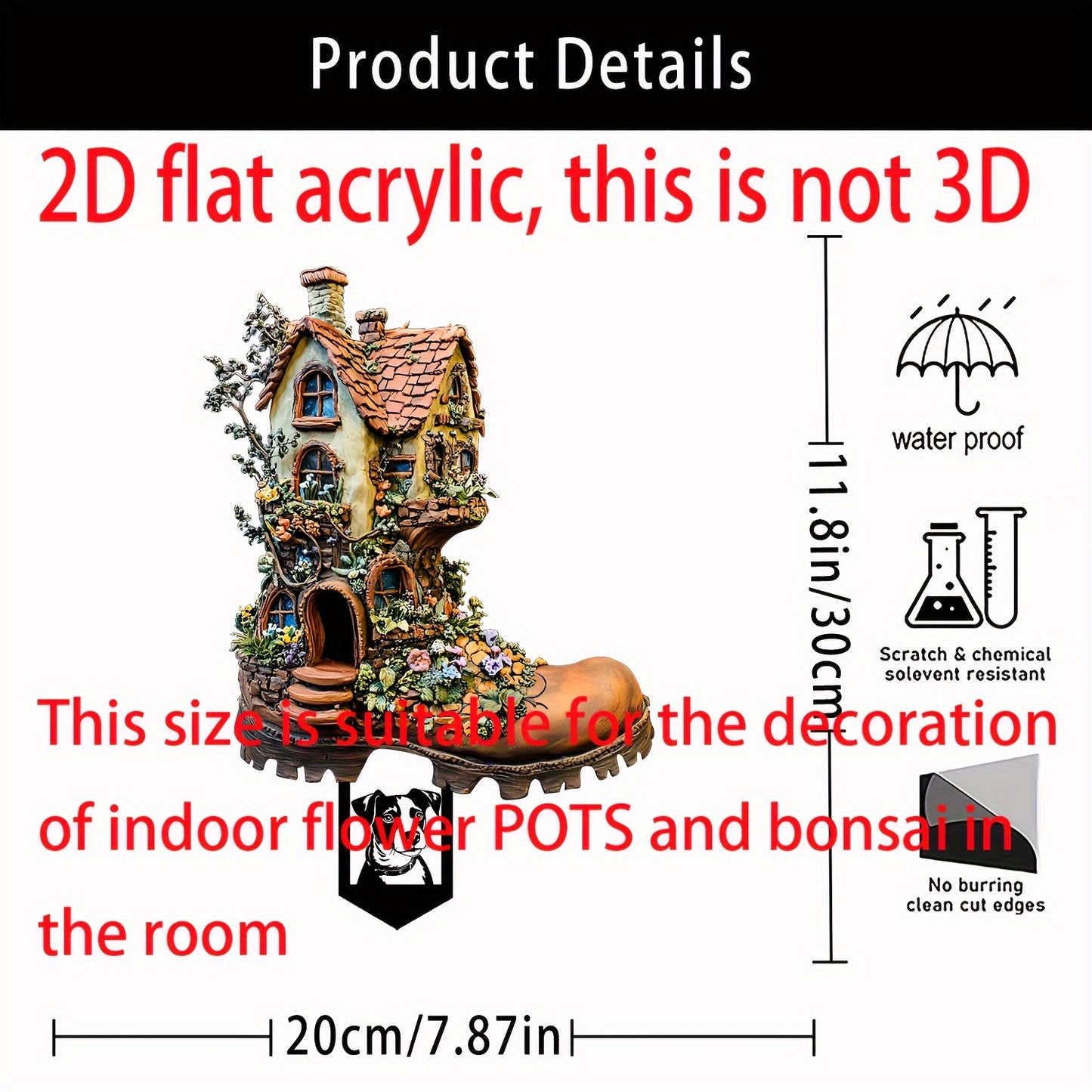 Bohemian Style Acrylic Garden Sign - Perfect for Indoor Planters and Bonsai, 11.75" x 7.75" - Ideal Home Decor and Anniversary Gift, Garden Decor