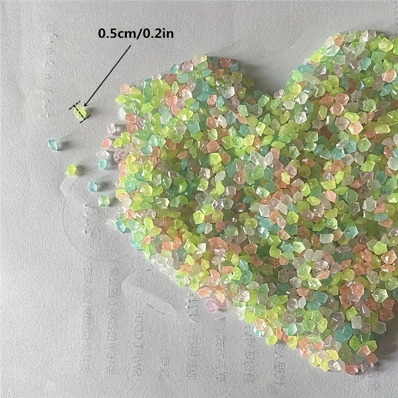 1000pcs 3-5mm luminous sand, gardening aquatic landscape fluorescent stone, mini luminous resin stone for succulent resin luminous stone, garden decoration, micro landscape, bonsai decoration, channel, aquarium