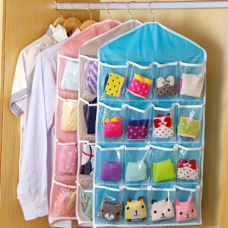 1pc 16-Compartment Hanging Organizer for Underwear, Socks & Accessories - Space-Saving Closet Storage Solution
