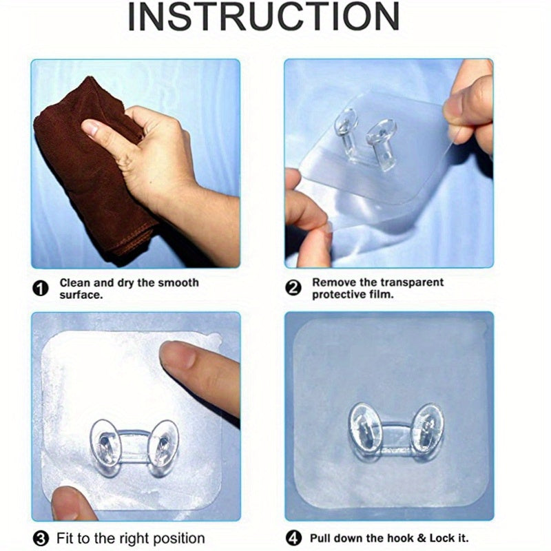 20 Clear Wall Mount Utility Hooks, Easy-to-install Punch-Free Electrical Socket Holders, Fashion Style Plastic Adhesive Hooks for Kitchen, Bathroom, Office Storage