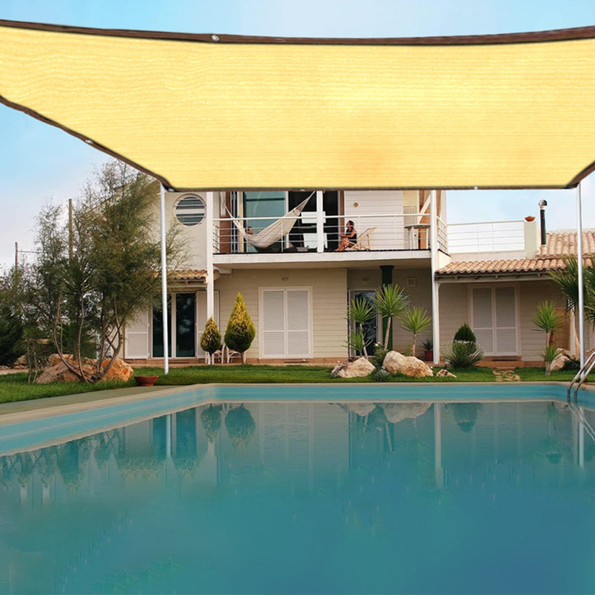 2m*2m single pack anti-ultraviolet sunshade net, suitable for balcony, courtyard, swimming pool, pavilion roof, outdoor terrace tent roof, sunshade cloth with grommets, suitable for agricultural greenhouse