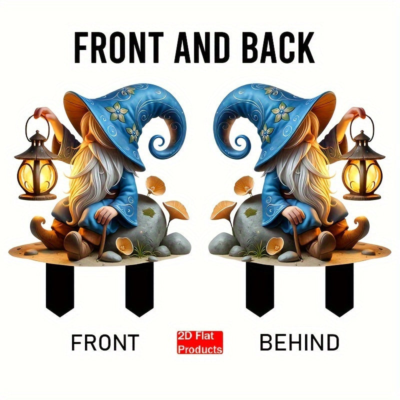 Christmas Elf Garden Stake with Lantern - Weather Resistant Acrylic Yard Sign, No Power Required, Great Outdoor Holiday Decoration for Gardens and Lawns