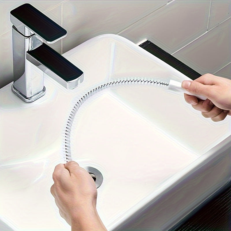 1条 45厘米长 FlexiClean Plastic pipe cleaning brush, pipe head plus tool, bathroom drain and pond sludge remover, flexible cleaning equipment