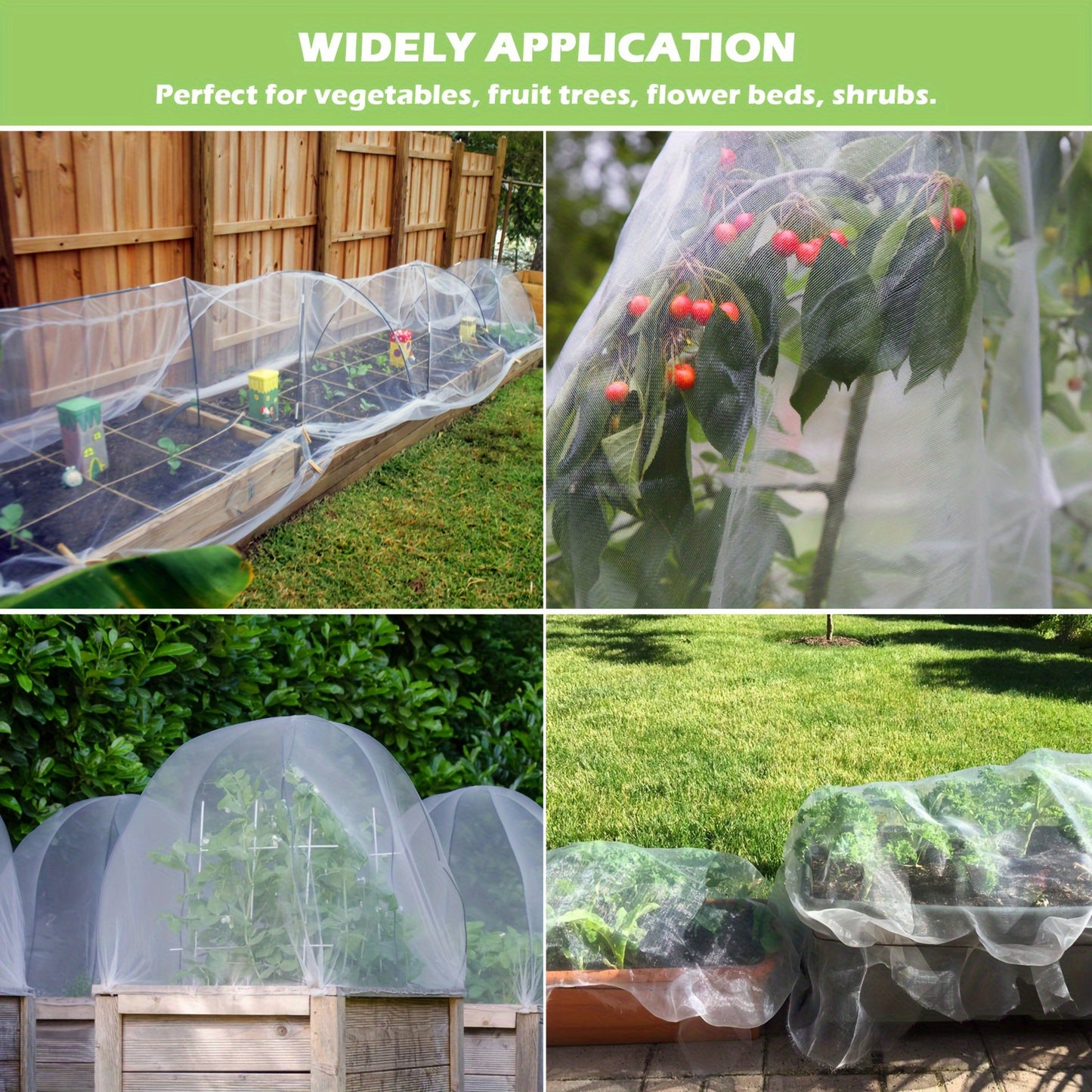 Garden Net Pest Control Net - PE Material, Ultra Fine Bird Barrier, Anti-Mosquito, Suitable for Vegetables, Fruits, Flowers - Durable, Easy-to-Use Cover for Outdoor Gardens and Raised Beds (1 Pack)