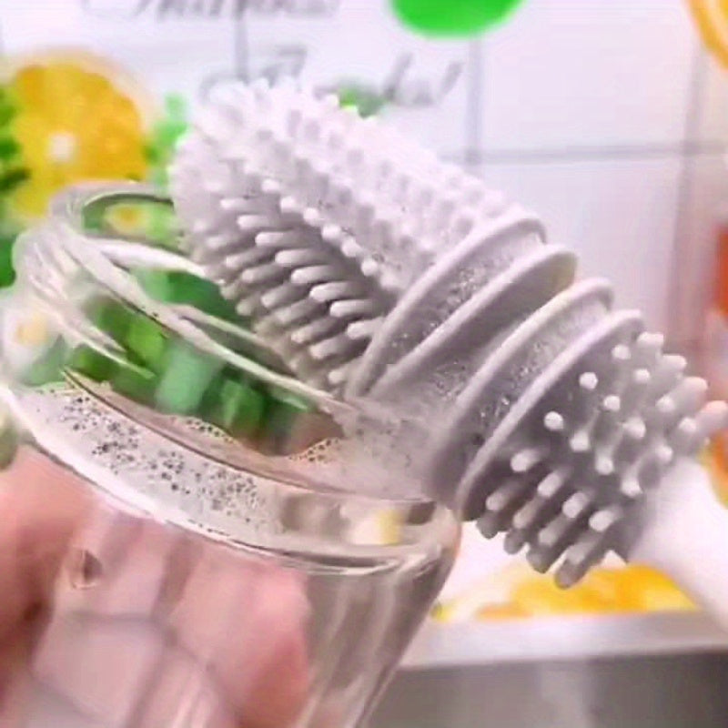 1pcLong handle silicone cup bottle brush - non-electric cleaning brush, deep cleaning every corner