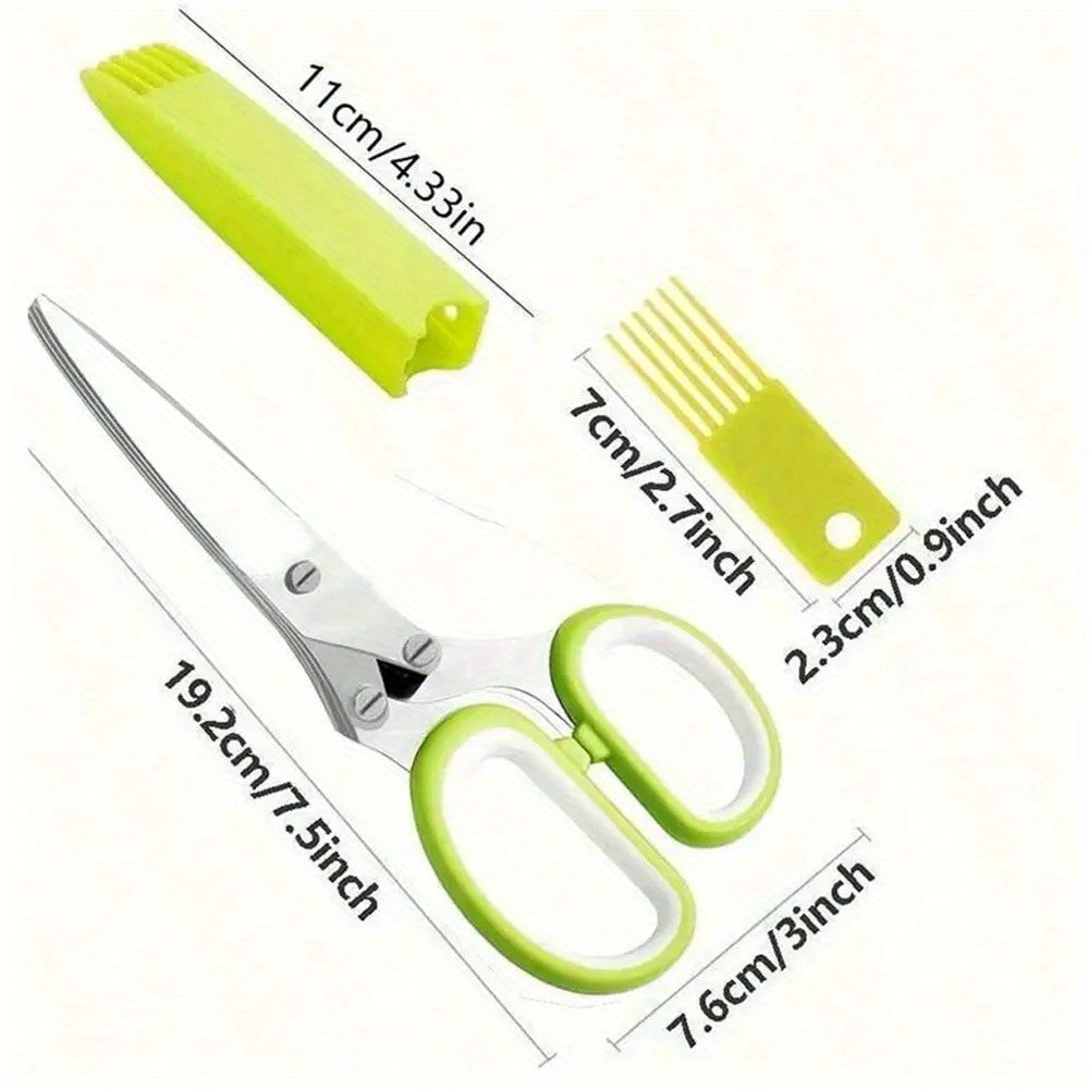 1pc Stainless Steel Multi-layer Kitchen Scissors - Food Safe Onion Scissors with Multiple Blades - Multi-purpose Vegetable Chopping Scissors