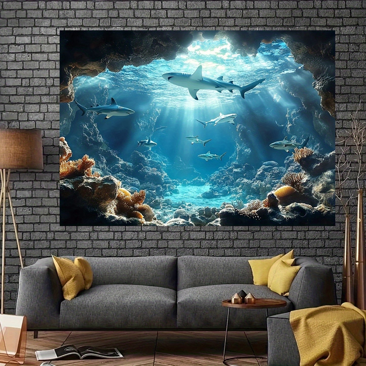Underwater Sea Life Polyester Backdrop, Ocean Shark Coral Fish Wall Decor for Birthday and Bachelorette Parties | Non-Motorized, Multipurpose Banner for General Celebrations