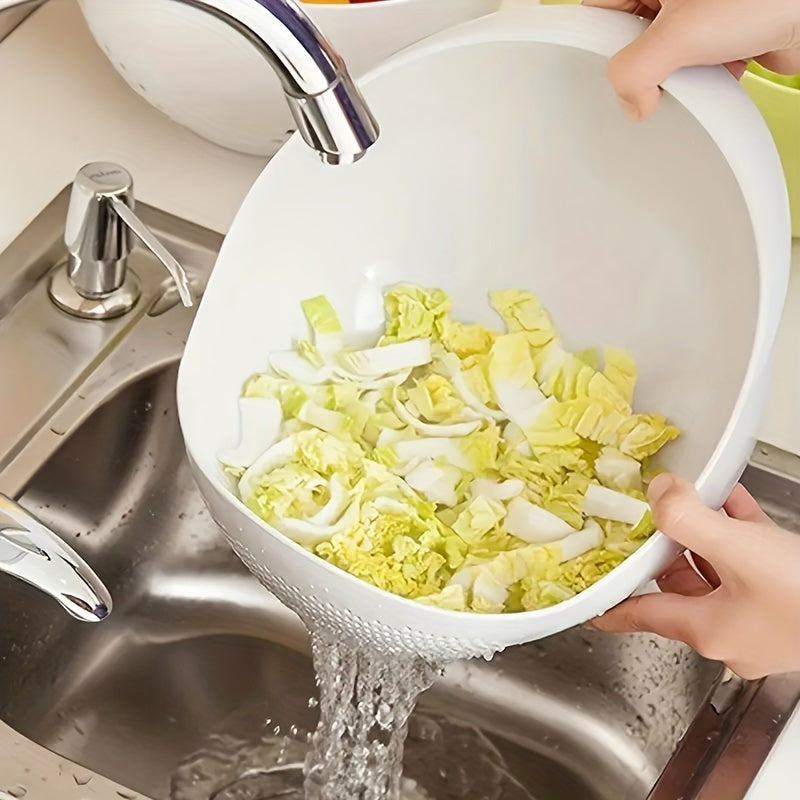 1pc, Plastic Rice Washing Bowl with Strainer - Efficiently Wash Small Grains And Kitchen Gadgets
