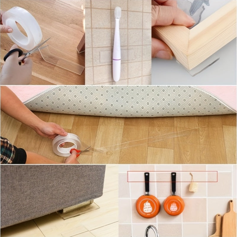 1 Roll of XStrong Reusable Double-Sided Tape, Heavy-Duty Transparent Nano Adhesive Strip, No Residue Washable Tape for Home, Office, and Car Use - Multi-Purpose Removable Mounting Tape